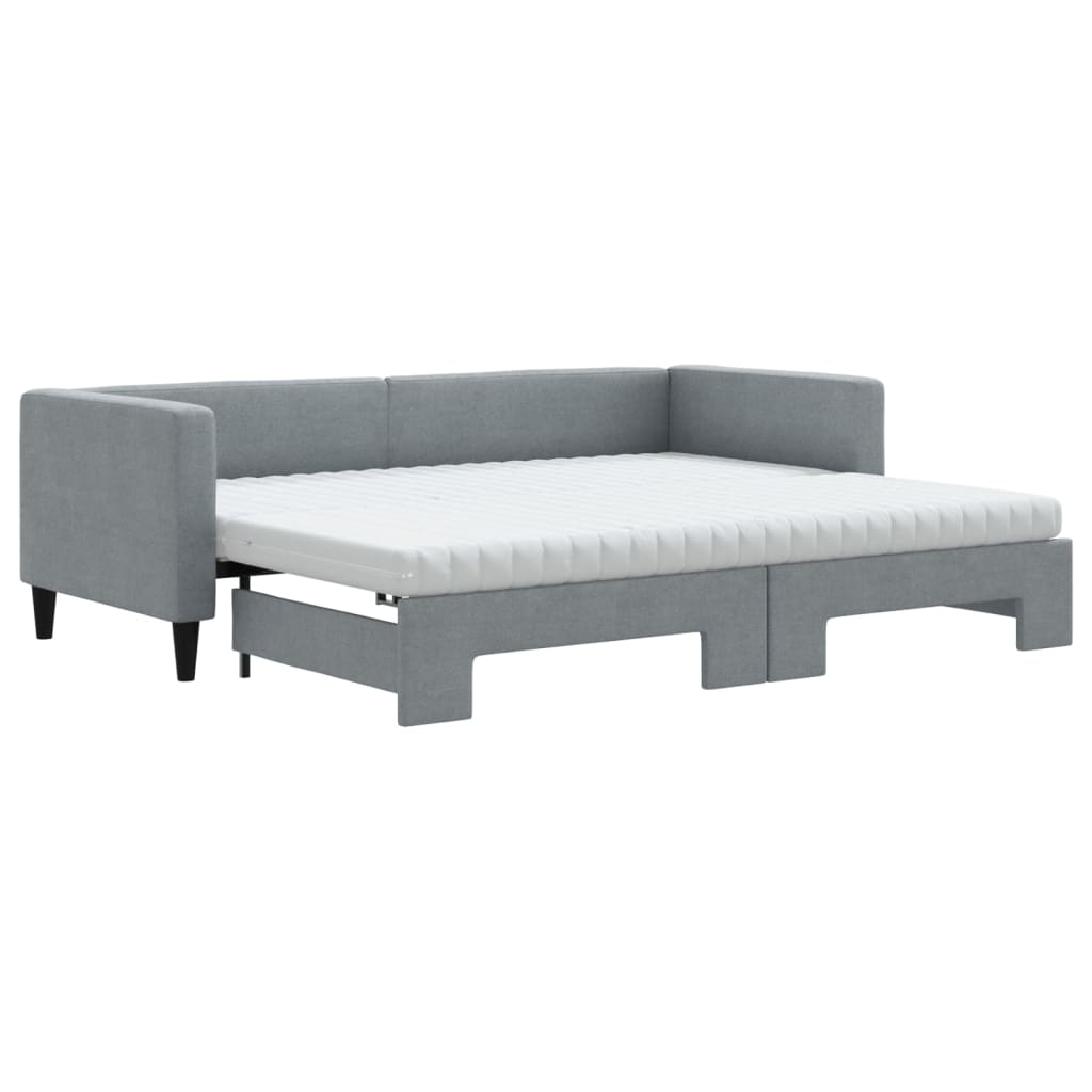 vidaXL Tagesbett Ausziehbar mit Matratze Hellgrau 80x200 cm Stoff