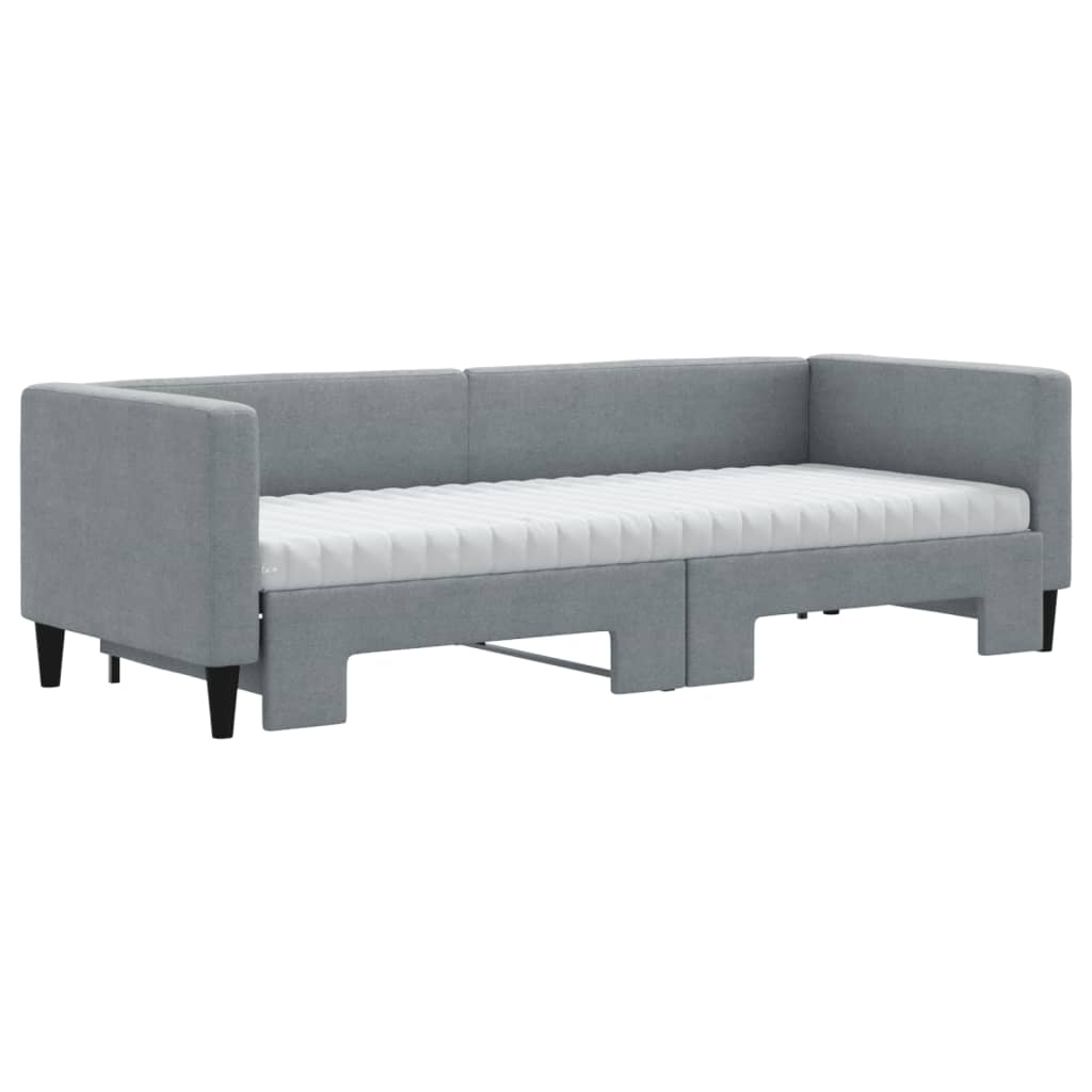 vidaXL Tagesbett Ausziehbar mit Matratze Hellgrau 80x200 cm Stoff