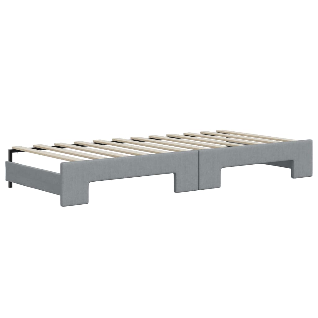 vidaXL Tagesbett Ausziehbar mit Matratze Hellgrau 80x200 cm Stoff