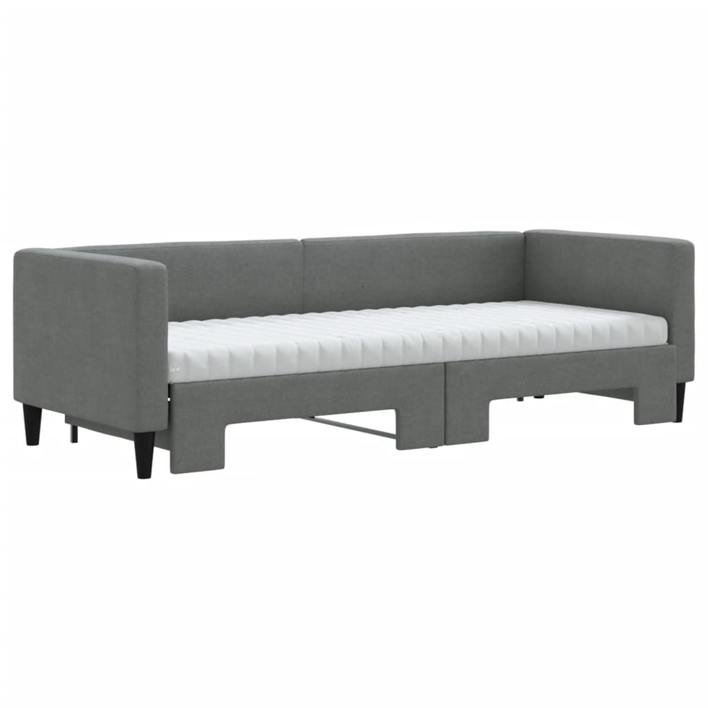 vidaXL Tagesbett Ausziehbar mit Matratzen Dunkelgrau 80x200 cm Stoff