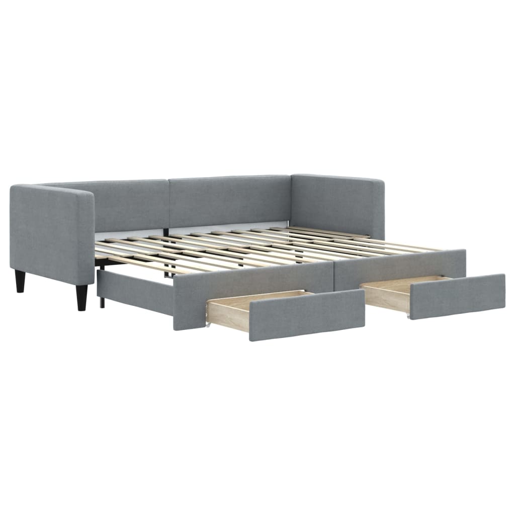 vidaXL Tagesbett Ausziehbar mit Schubladen Hellgrau 80x200 cm Stoff
