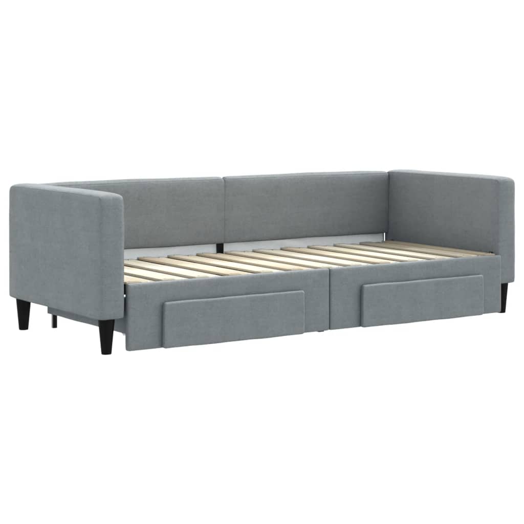 vidaXL Tagesbett Ausziehbar mit Schubladen Hellgrau 80x200 cm Stoff