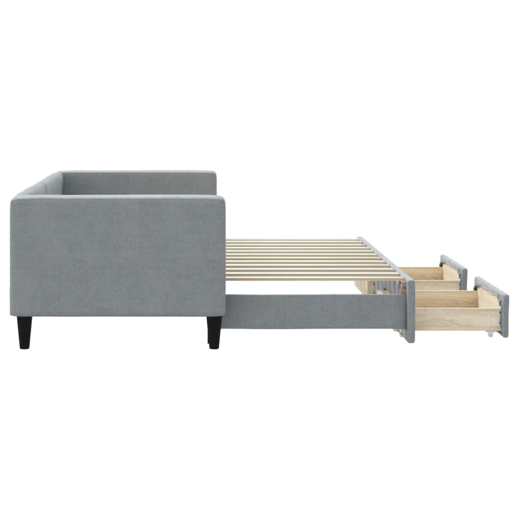 vidaXL Tagesbett Ausziehbar mit Schubladen Hellgrau 80x200 cm Stoff