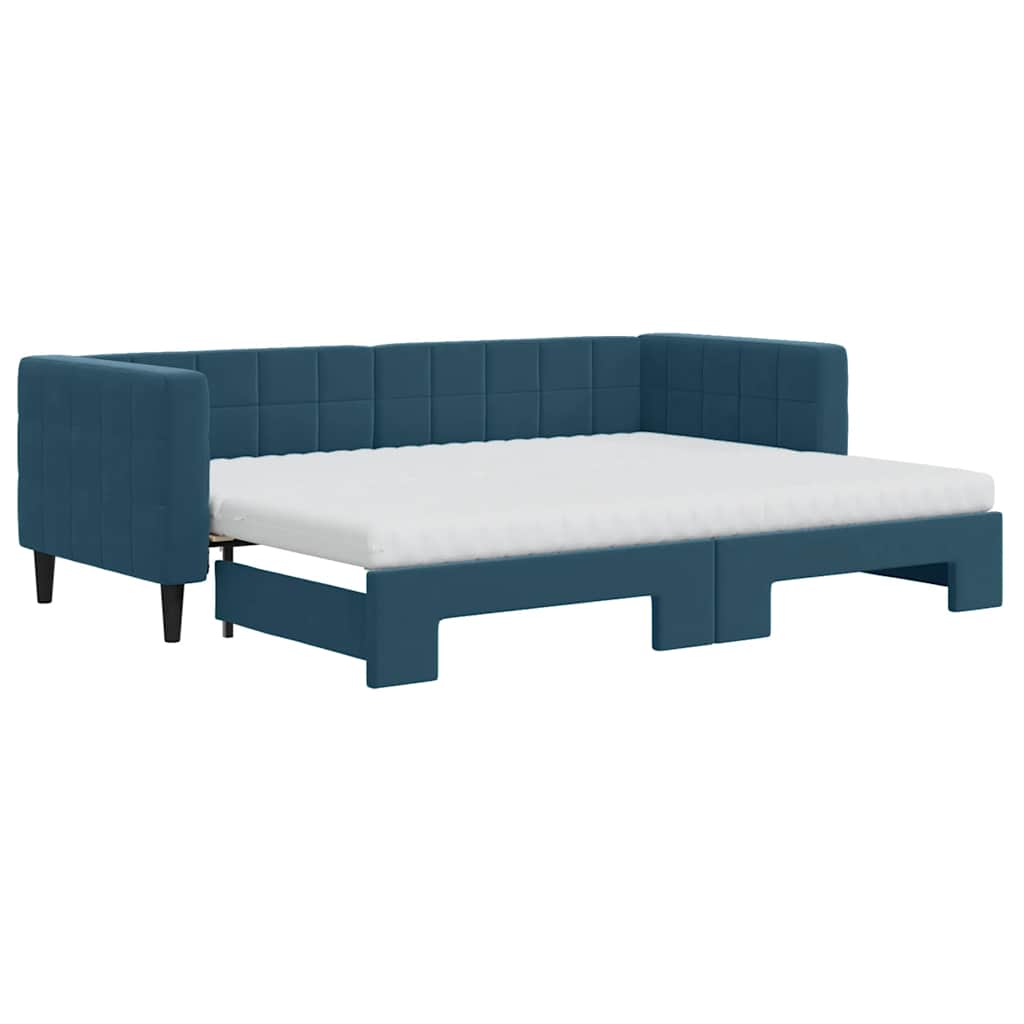 vidaXL Tagesbett Ausziehbar mit Matratzen Blau 80x200 cm Samt