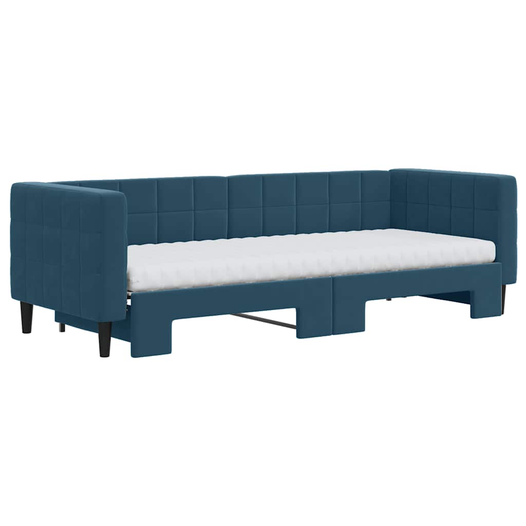 vidaXL Tagesbett Ausziehbar mit Matratzen Blau 80x200 cm Samt