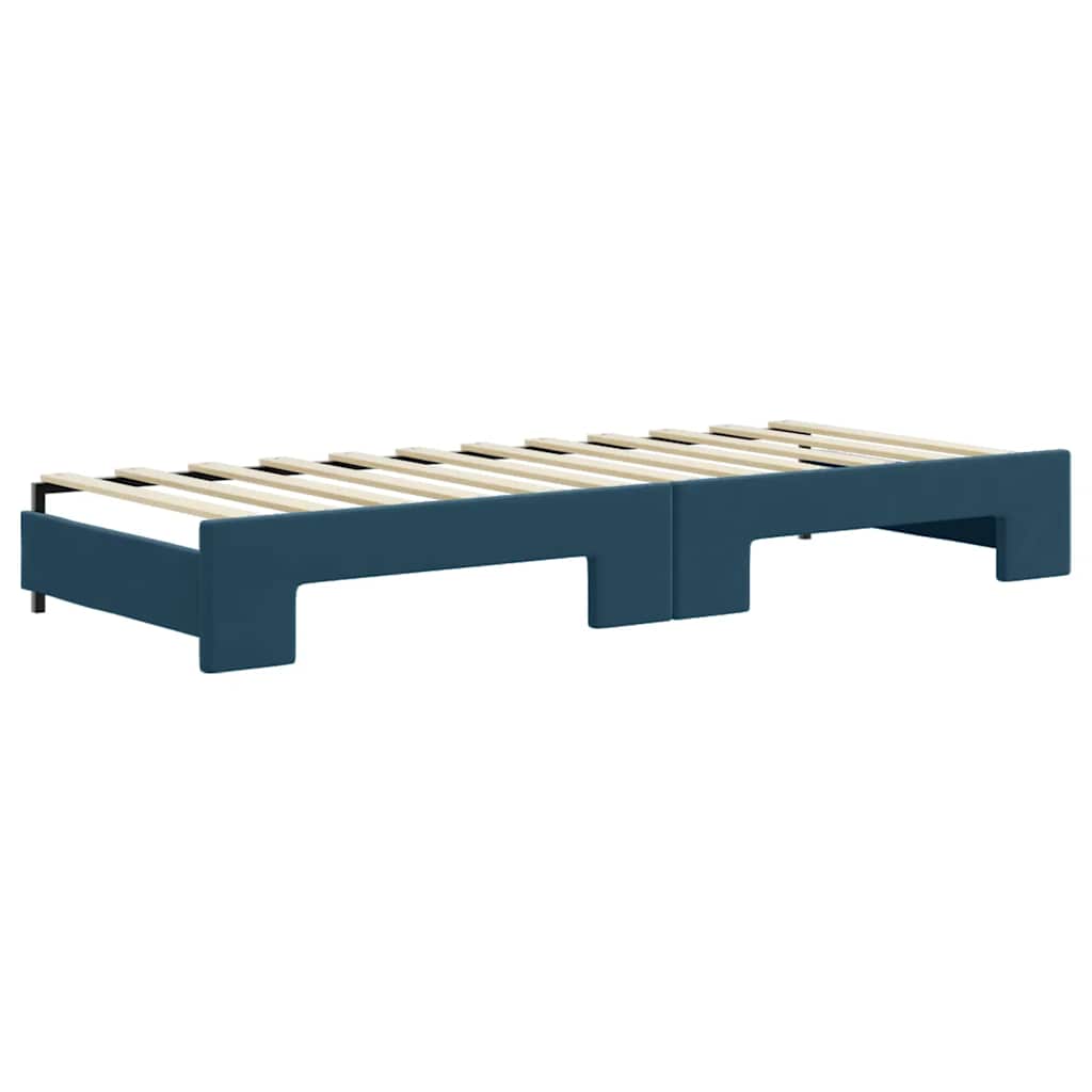 vidaXL Tagesbett Ausziehbar mit Matratzen Blau 80x200 cm Samt