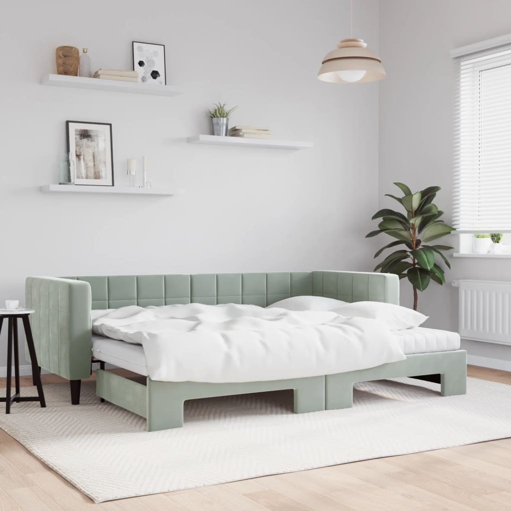 vidaXL Tagesbett Ausziehbar mit Matratzen Blau 80x200 cm Samt