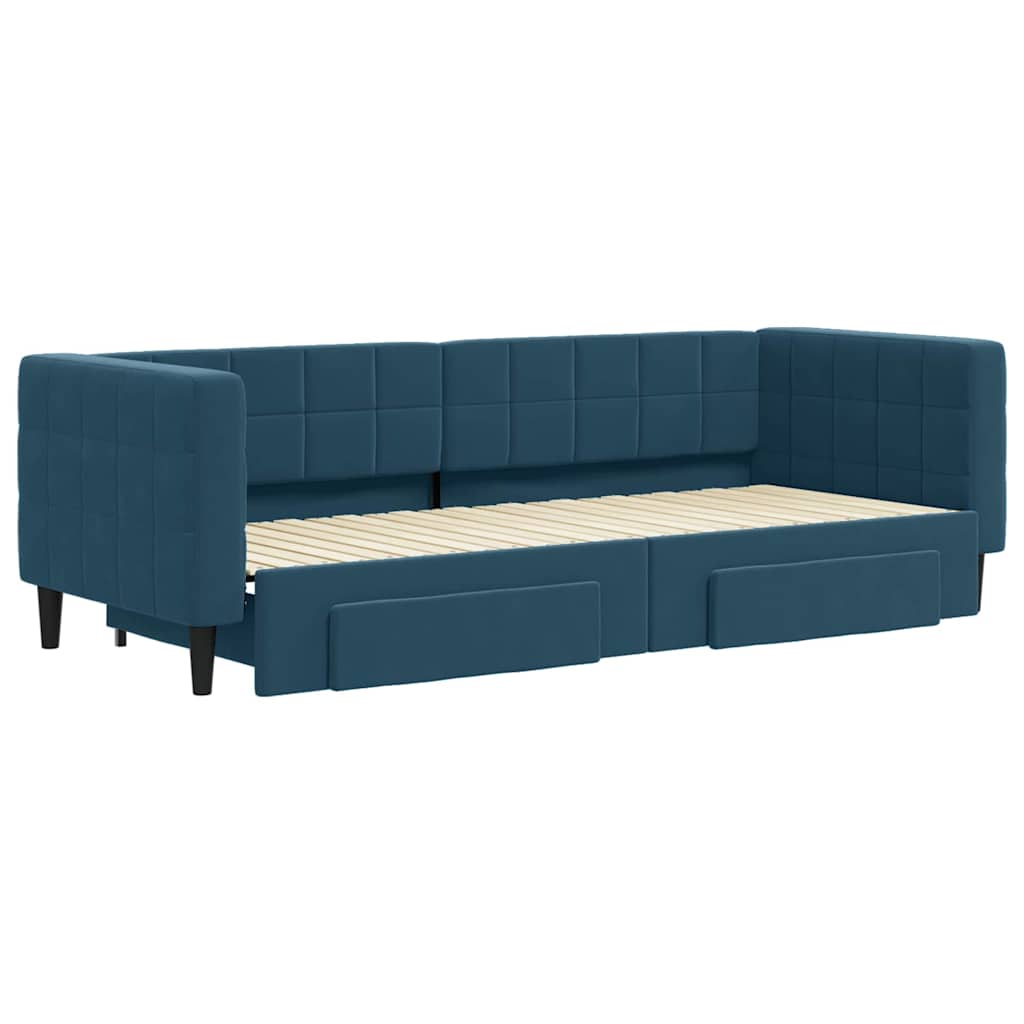 vidaXL Tagesbett Ausziehbar mit Schubladen Blau 80x200 cm Samt