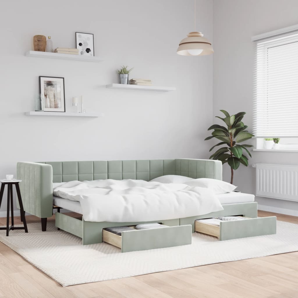 vidaXL Tagesbett Ausziehbar mit Schubladen Blau 80x200 cm Samt