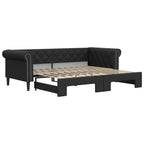vidaXL Tagesbett Ausziehbar Schwarz 90x200 cm Kunstleder