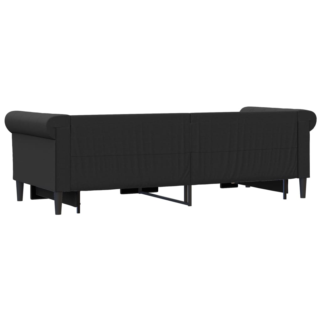 vidaXL Tagesbett Ausziehbar Schwarz 90x200 cm Kunstleder
