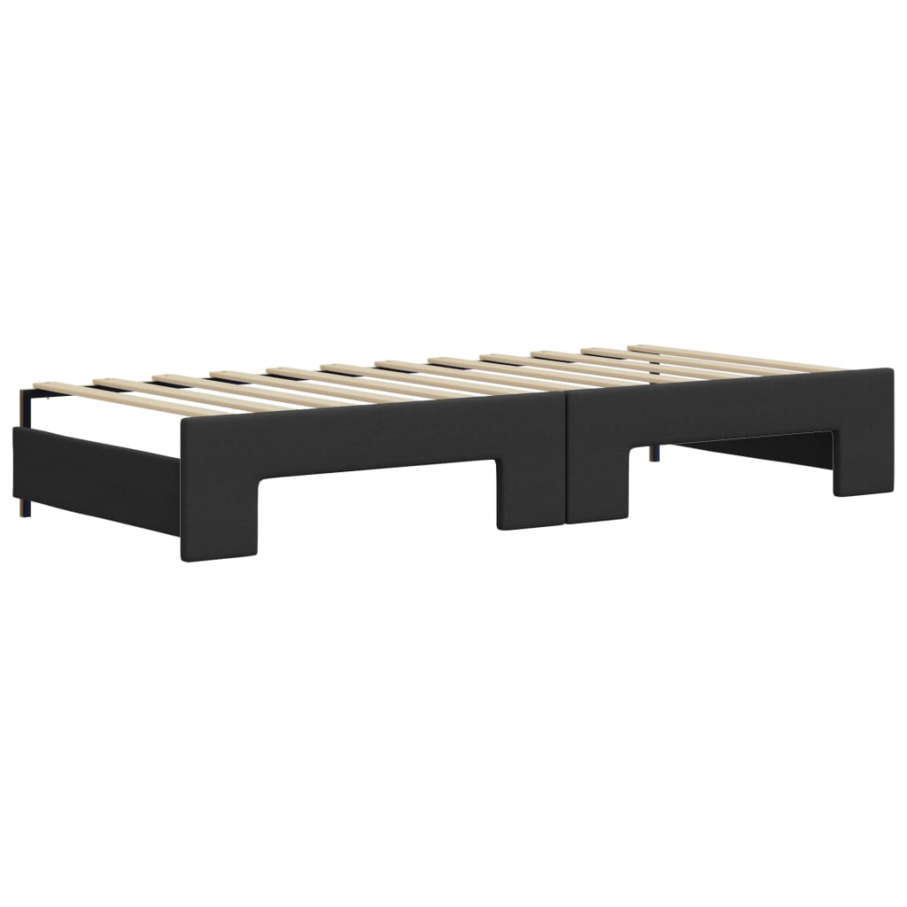 vidaXL Tagesbett Ausziehbar Schwarz 90x200 cm Kunstleder