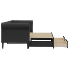 vidaXL Tagesbett Ausziehbar mit Schubladen Schwarz 90x200cm Kunstleder