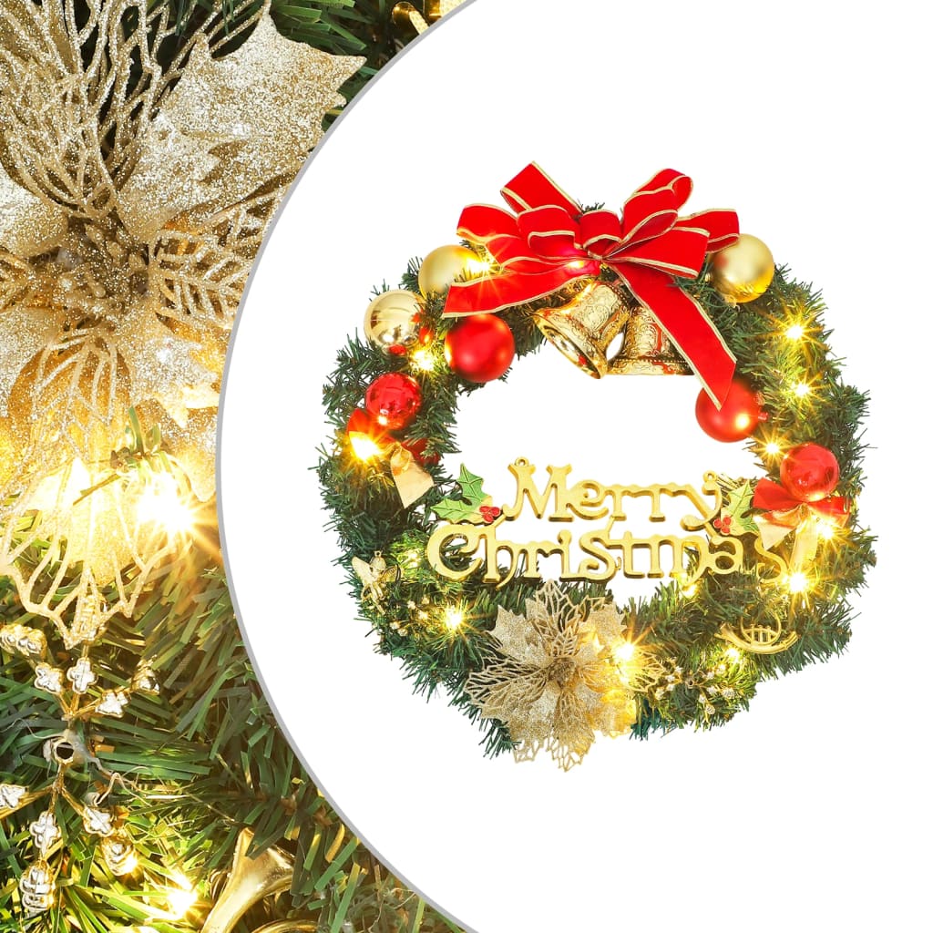 vidaXL Weihnachtskranz mit 15 LEDs Grün 30 cm