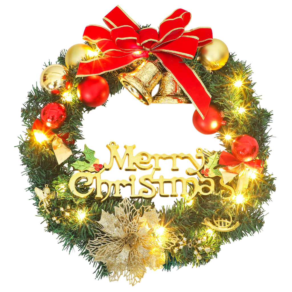 vidaXL Weihnachtskranz mit 20 LEDs Grün 45 cm