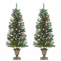 vidaXL Künstliche Weihnachtsbäume 2 Stk. 100 LEDs Grün und Weiß 120 cm