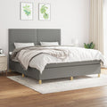 vidaXL Boxspringbett mit Matratze Dunkelgrau 180x200 cm Stoff