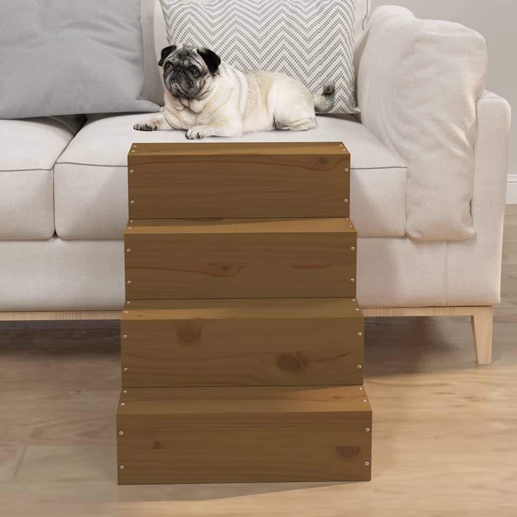vidaXL Haustiertreppe Honigbraun 40x49x47 cm Massivholz Kiefer