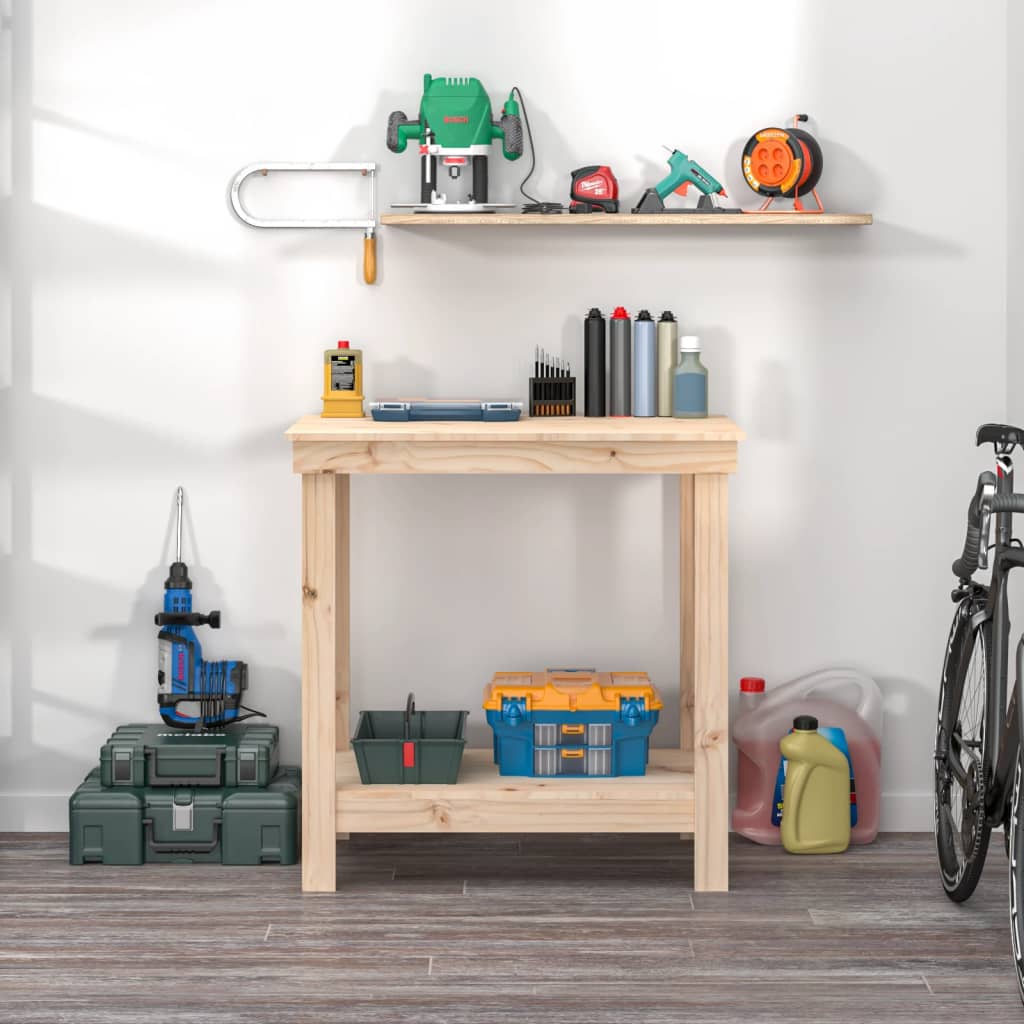 vidaXL Werkbank 80x50x80 cm Massivholz Kiefer