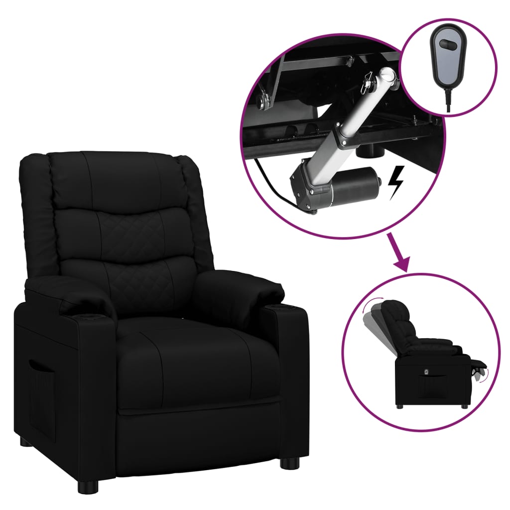 vidaXL Relaxsessel Elektrisch Schwarz Kunstleder