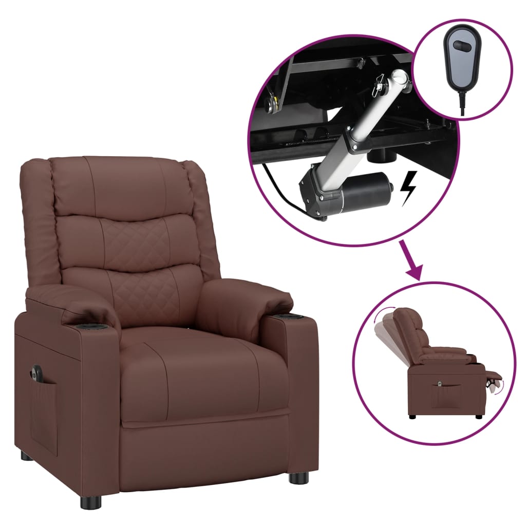 vidaXL Elektrischer Relaxsessel Braun Kunstleder