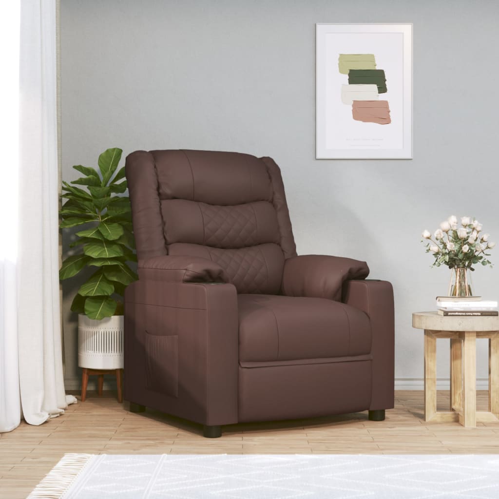 vidaXL Elektrischer Relaxsessel Braun Kunstleder
