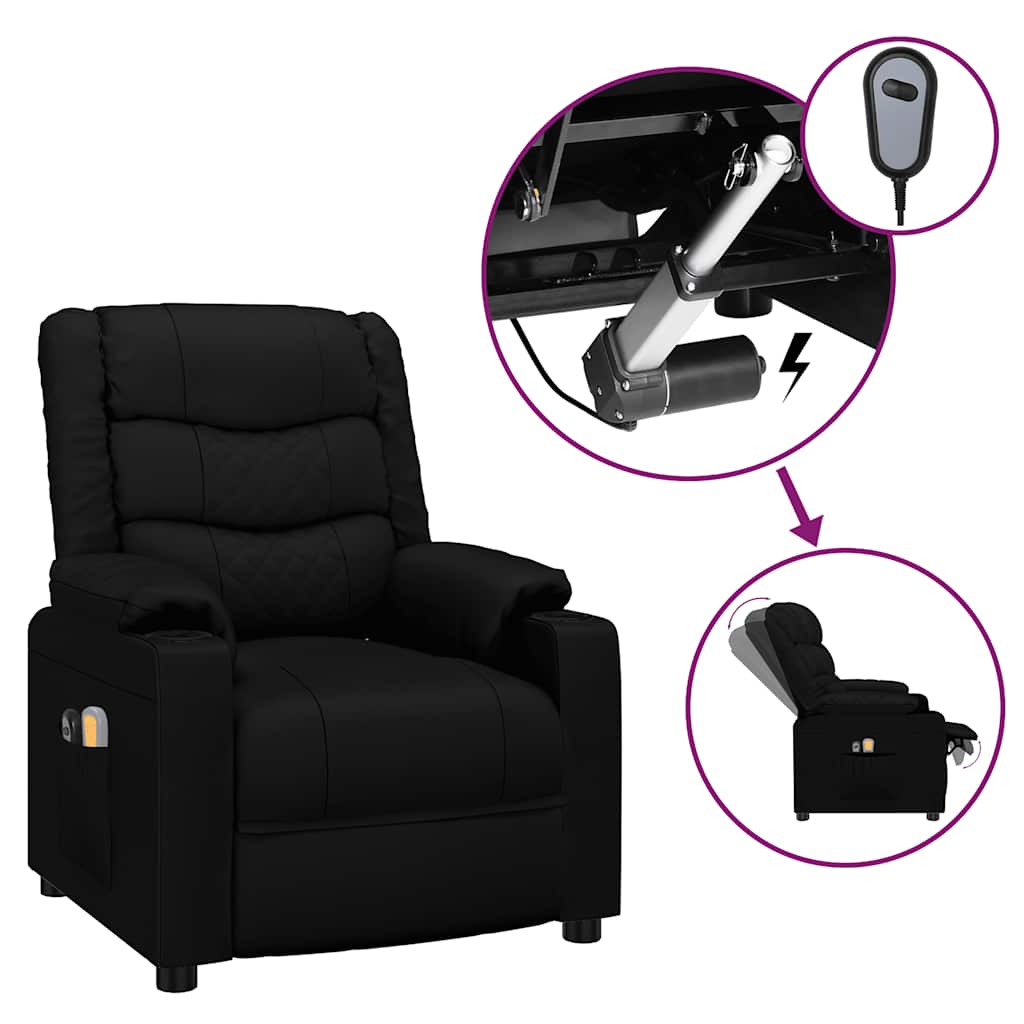 vidaXL Massagesessel Elektrisch Schwarz Kunstleder