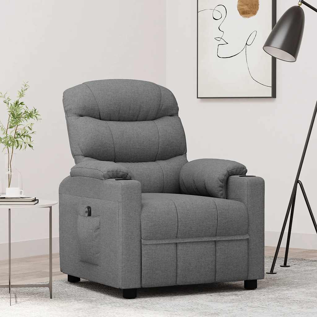vidaXL Relaxsessel Elektrisch Hellgrau Stoff