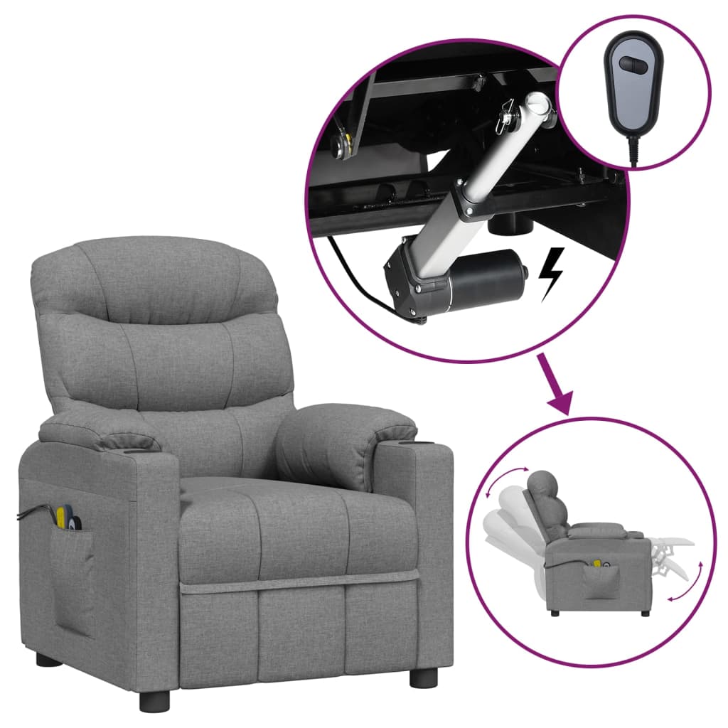 vidaXL Massagesessel Elektrisch Hellgrau Stoff