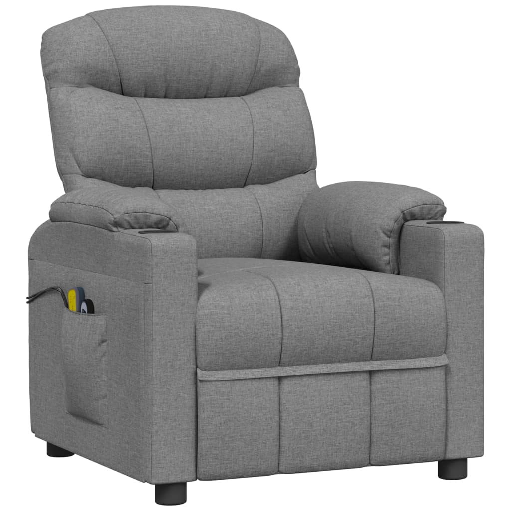 vidaXL Massagesessel Elektrisch Hellgrau Stoff