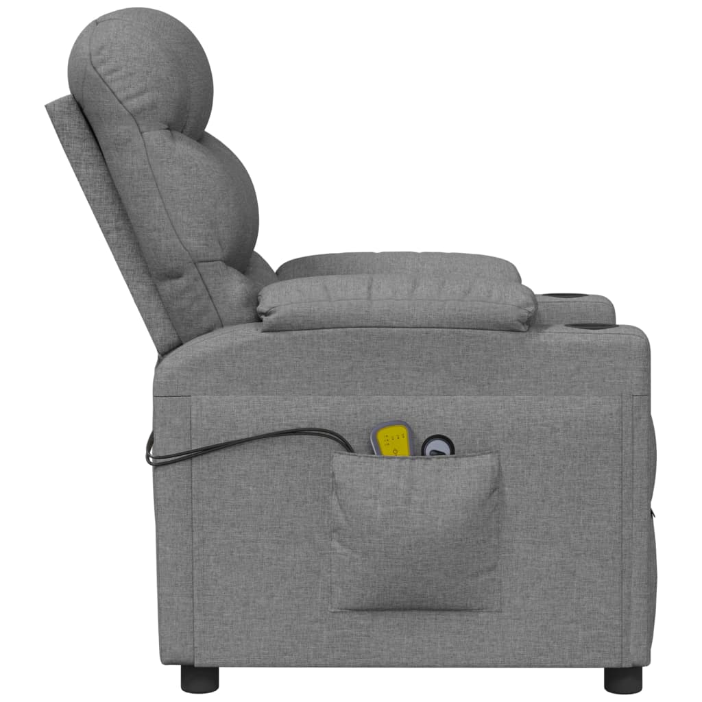 vidaXL Massagesessel Elektrisch Hellgrau Stoff
