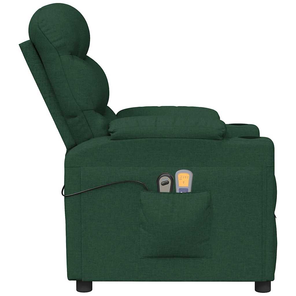 vidaXL Elektrischer Massagesessel Dunkelgrün Stoff