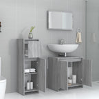 vidaXL 3-tlg. Badmöbel-Set Grau Sonoma Holzwerkstoff