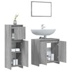 vidaXL 3-tlg. Badmöbel-Set Grau Sonoma Holzwerkstoff