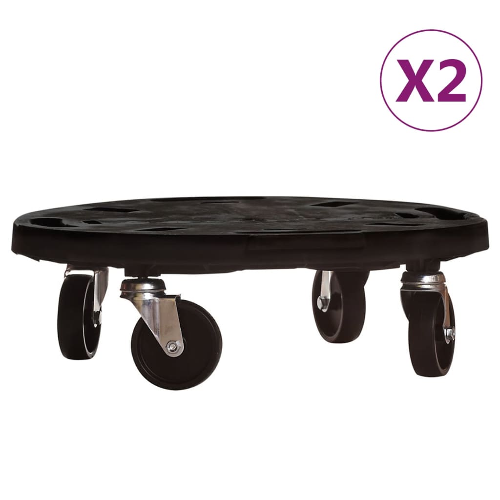 vidaXL Pflanzenroller 2 Stk. 40 cm Durchmesser Schwarz 275 kg