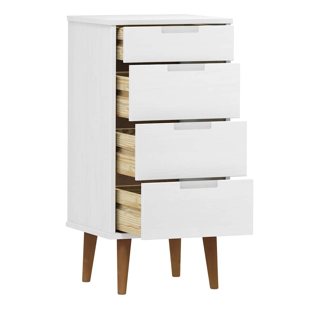vidaXL Schubladenschrank MOLDE Weiß 40x35x82 cm Massivholz Kiefer