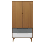 vidaXL Kleiderschrank MOLDE Braun 90x55x175 cm Massivholz Kiefer