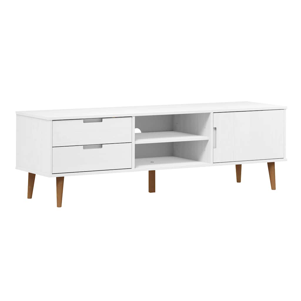 vidaXL TV-Schrank MOLDE Weiß 158x40x49 cm Massivholz Kiefer