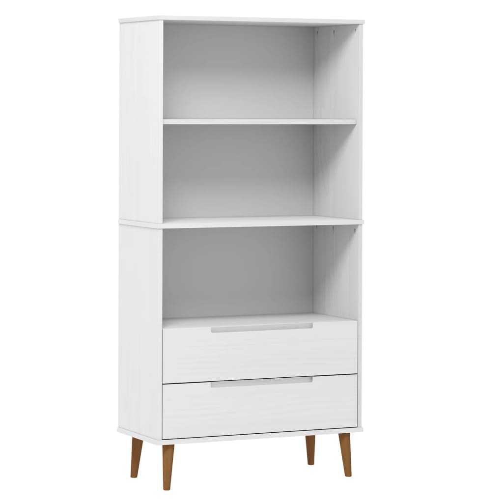 vidaXL Bücherregal MOLDE Weiß 85x35x170,5 cm Massivholz Kiefer