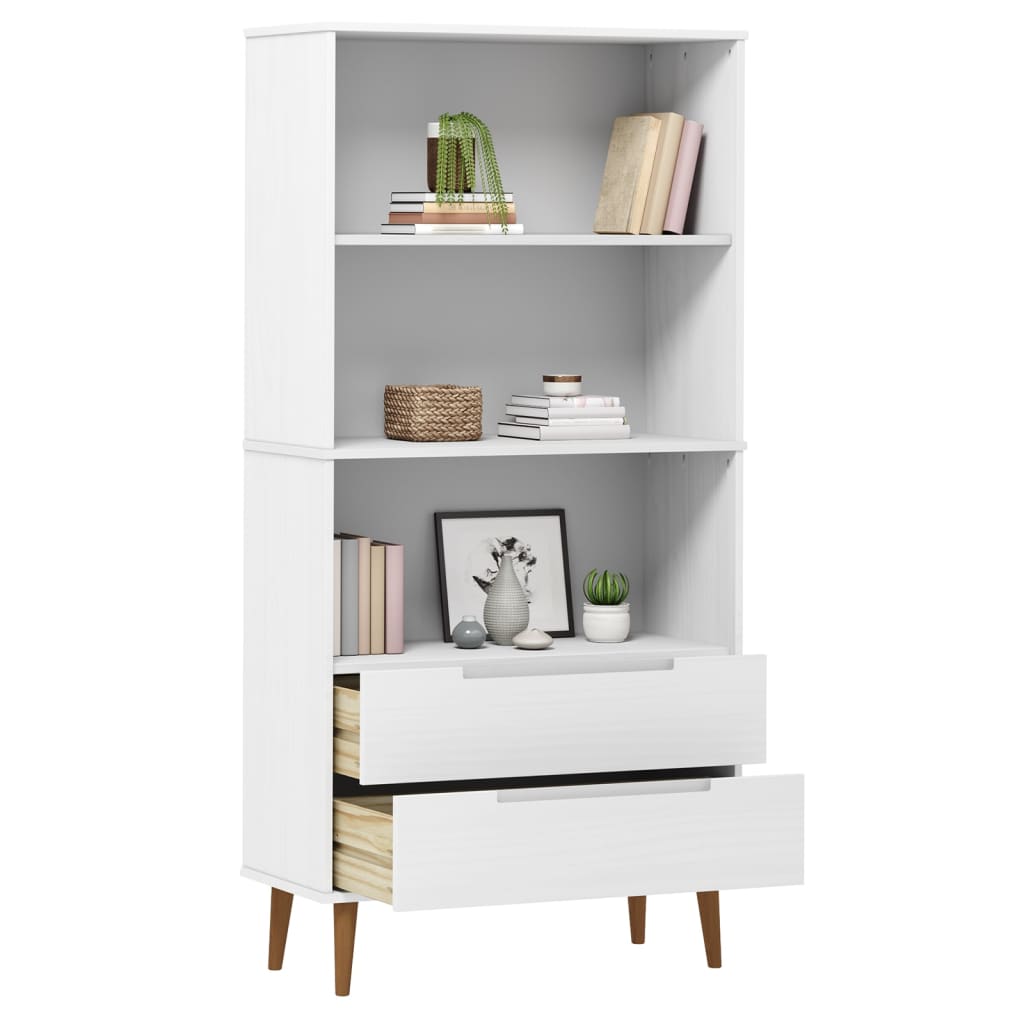vidaXL Bücherregal MOLDE Weiß 85x35x170,5 cm Massivholz Kiefer