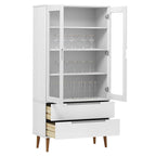 vidaXL Vitrinenschrank MOLDE Weiß 90x35x175 cm Massivholz Kiefer