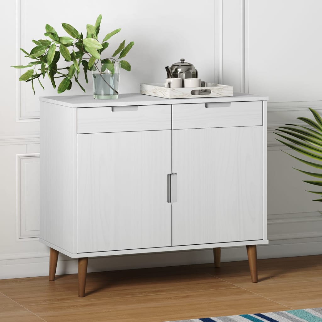 vidaXL Sideboard MOLDE Weiß 90x40x80 cm Massivholz Kiefer