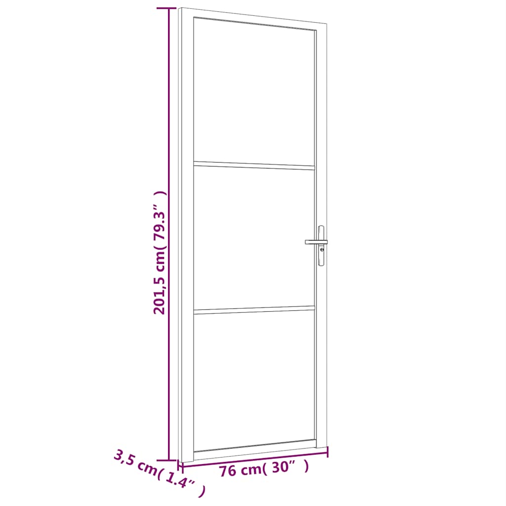 vidaXL Innentür 76x201,5 cm Schwarz Mattglas und Aluminium