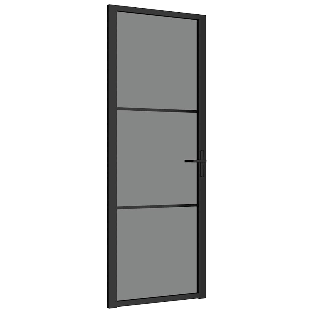 vidaXL Innentür 76x201,5 cm Schwarz ESG-Glas und Aluminium