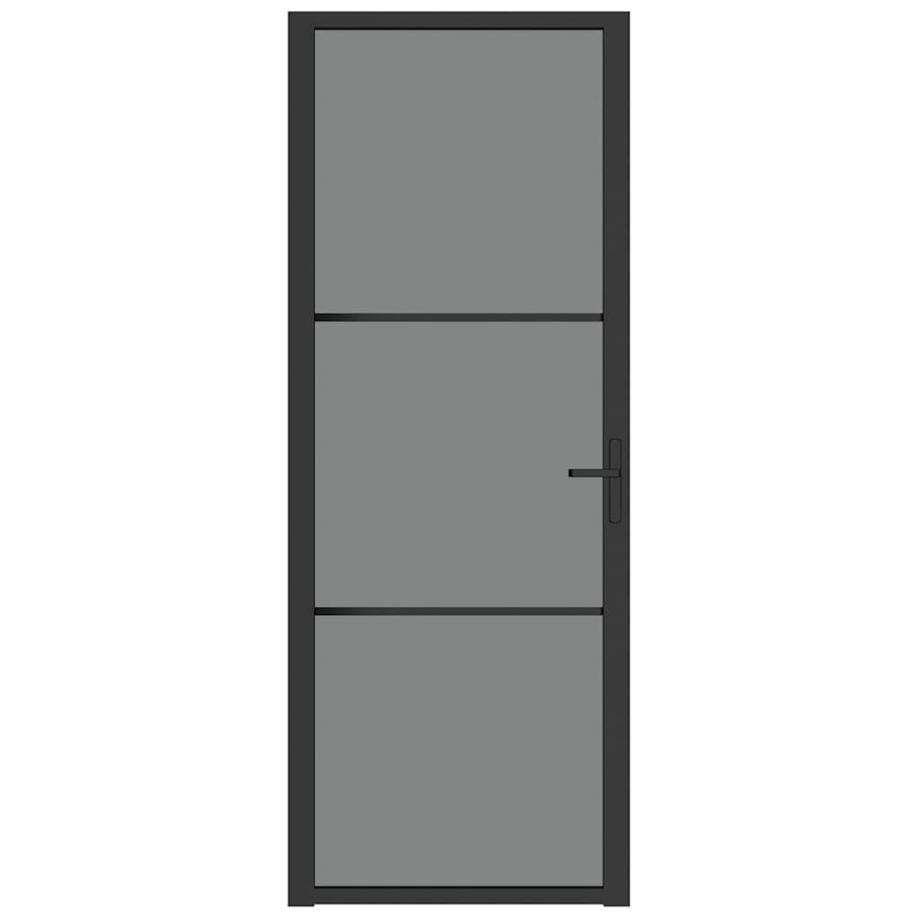 vidaXL Innentür 76x201,5 cm Schwarz ESG-Glas und Aluminium