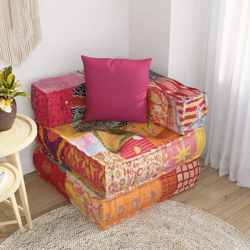 vidaXL Modularer Pouf mit Kissen Patchwork Stoff
