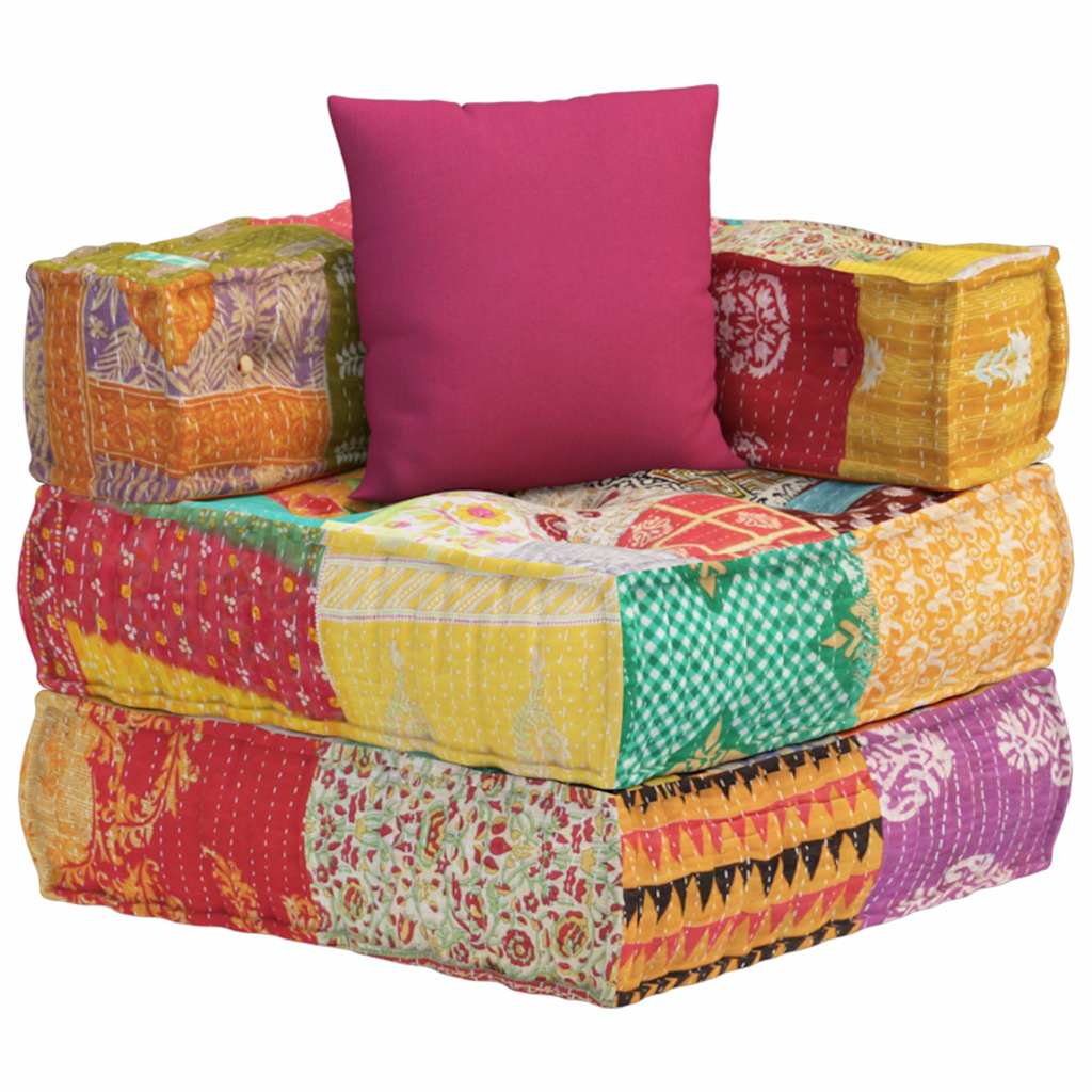 vidaXL Modularer Pouf mit Kissen Patchwork Stoff