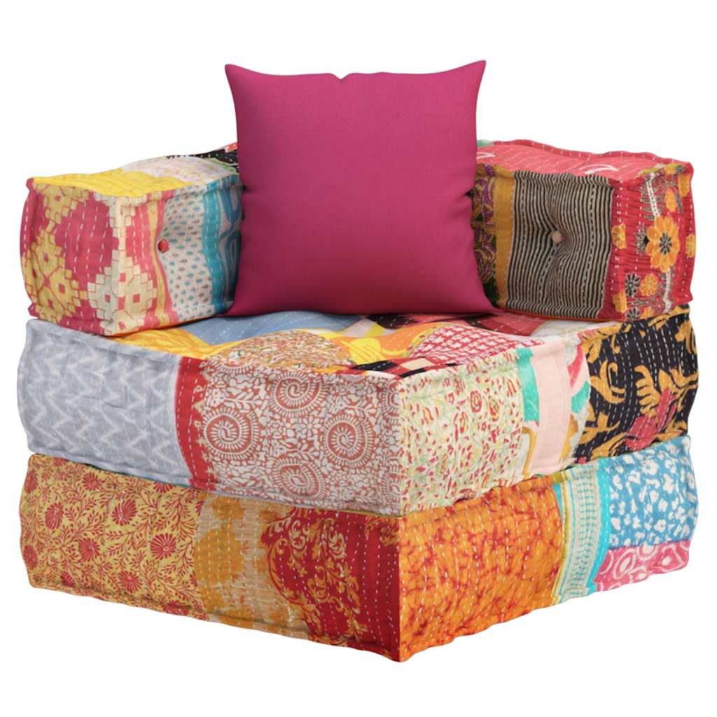 vidaXL Modularer Pouf mit Kissen Patchwork Stoff