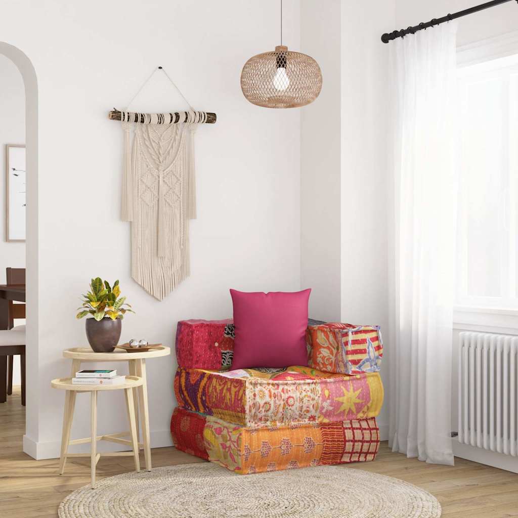 vidaXL Modularer Pouf mit Kissen Patchwork Stoff
