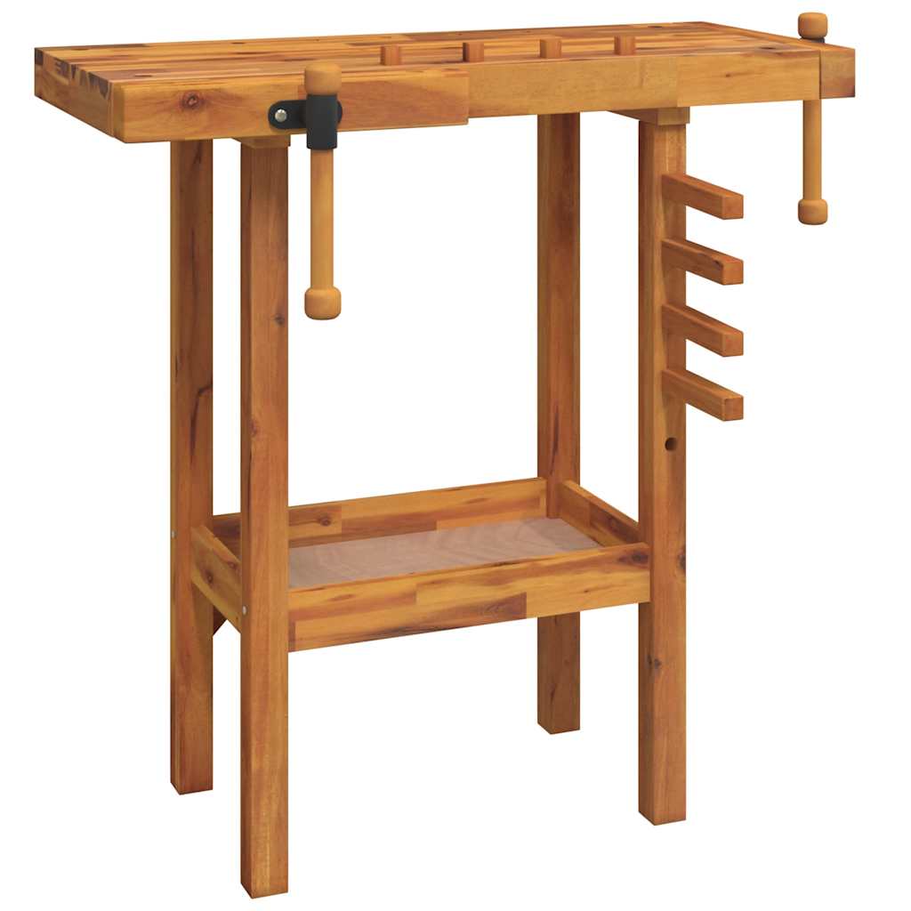 vidaXL Werkbank mit Schraubstöcken 92x48x83 cm Massivholz Akazie